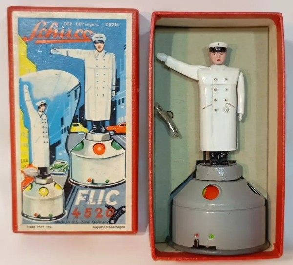 Schuco Polizist Flic 4520 Blechmodell in Originalkarton 1951 (5183)
